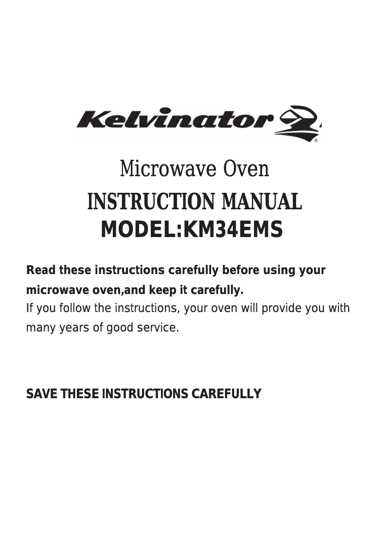 Page 1 of the manual User Manual Kelvinator KM34EMS