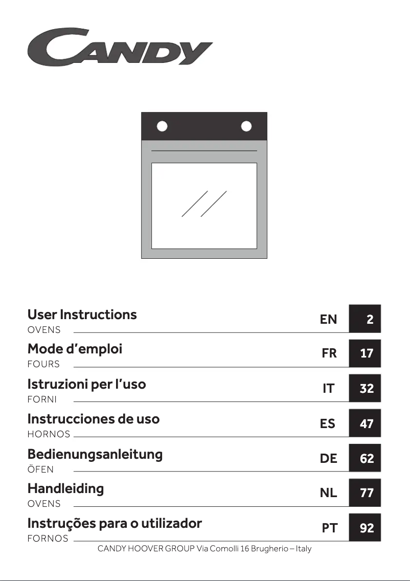 Page 1 of the manual User Manual Candy PCI26PCXCI633C