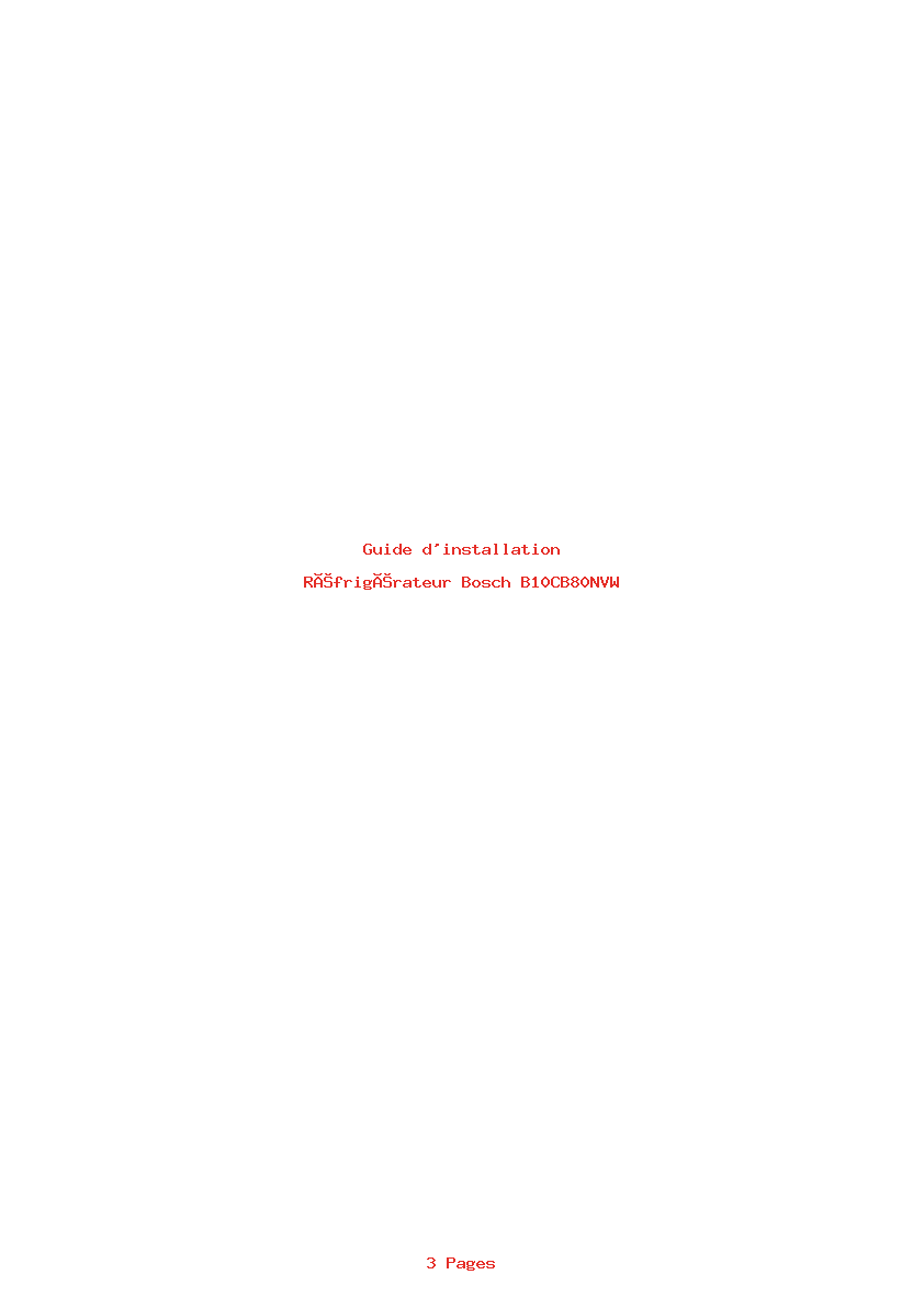 Page 1 de la notice Guide d'installation Bosch B10CB80NVW