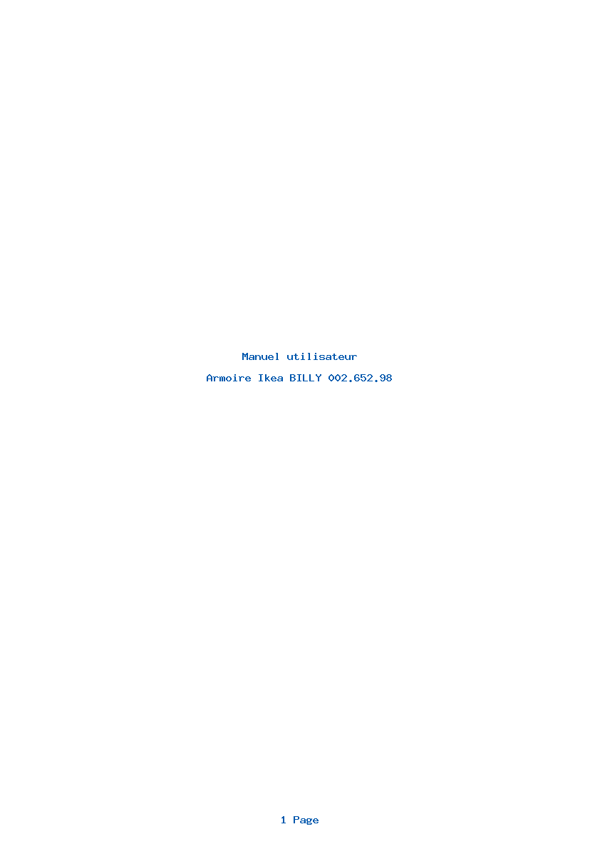 Page 1 de la notice Manuel utilisateur Ikea BILLY 002.652.98