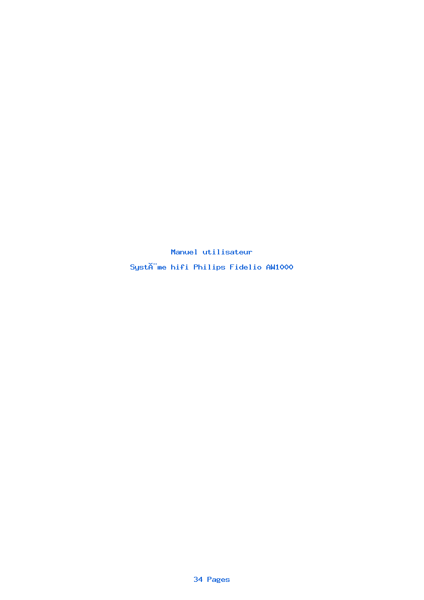 Page 1 de la notice Manuel utilisateur Philips Fidelio AW1000