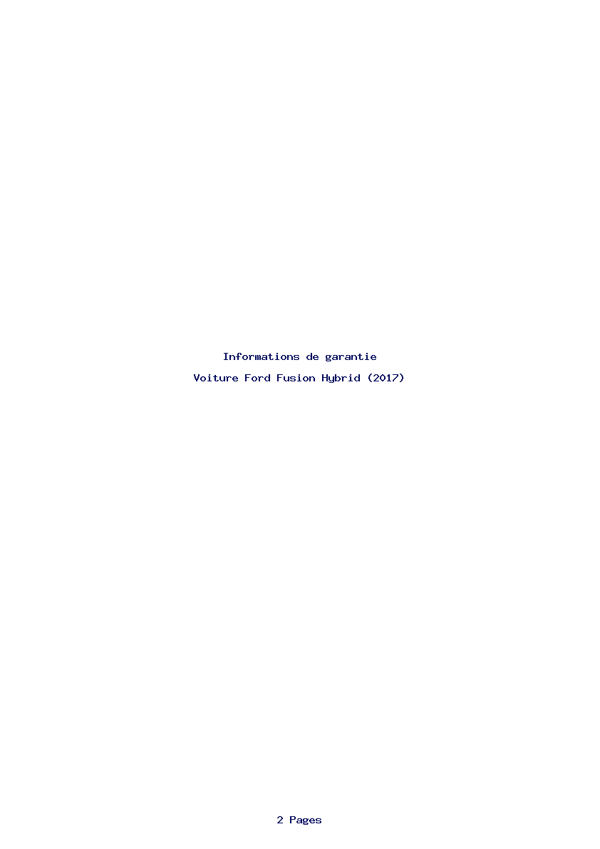 Page 1 de la notice Informations de garantie Ford Fusion Hybrid (2017)