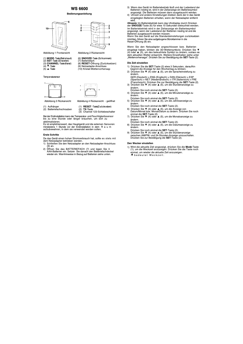 Página 1 del manual Manual de usuario Techno Line WS 6600