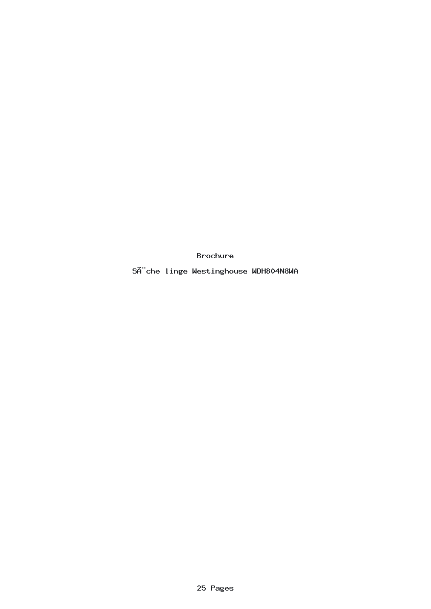 Image de la première page du manuel de l'appareil WDH804N8WA