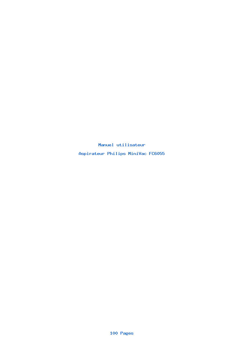 Page 1 de la notice Manuel utilisateur Philips MiniVac FC6055