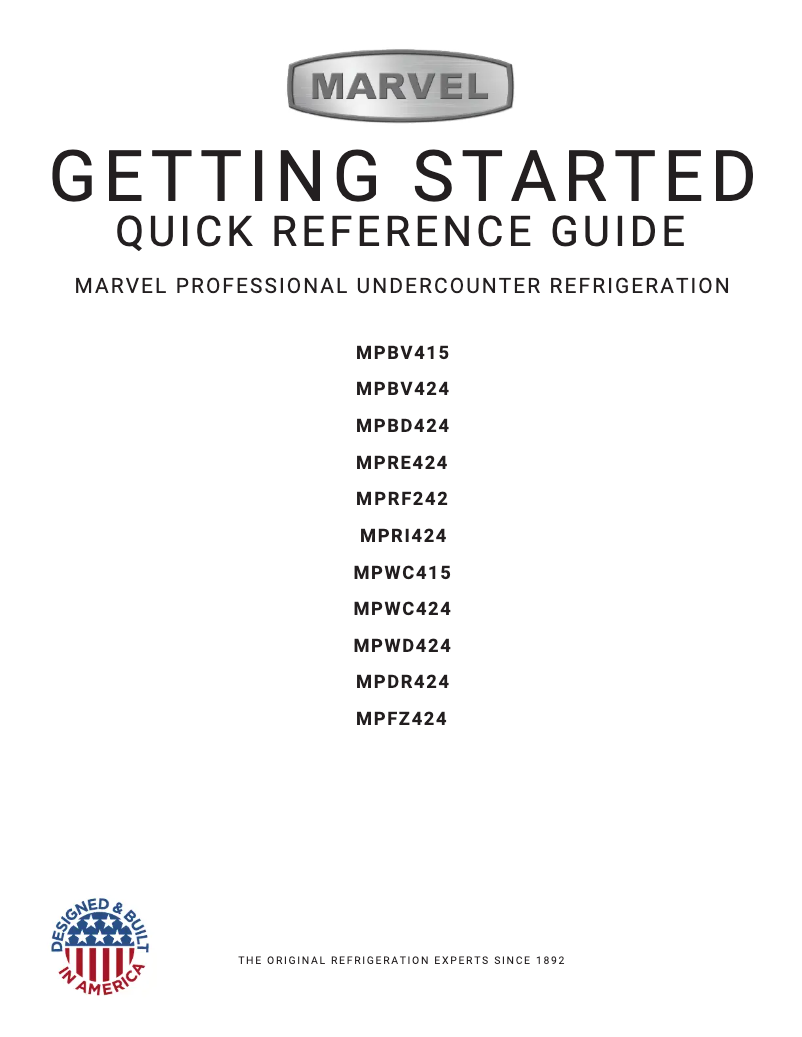 Page 1 de la notice Guide d'installation Marvel MPDR424IS71A