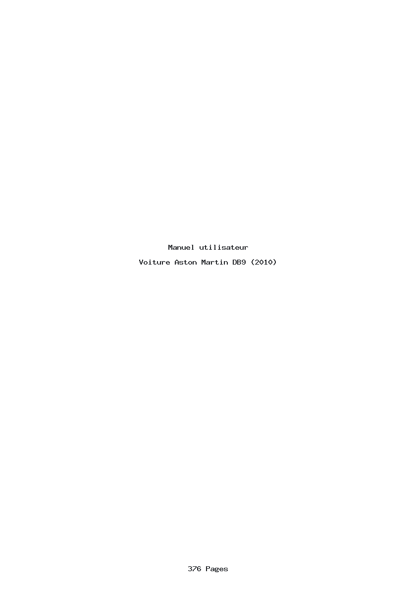 Page 1 de la notice Manuel utilisateur Aston Martin DB9 (2010)
