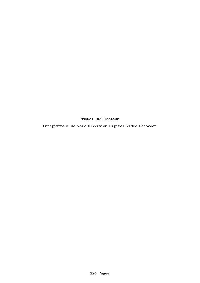 Page 1 de la notice Manuel utilisateur Hikvision Digital Video Recorder