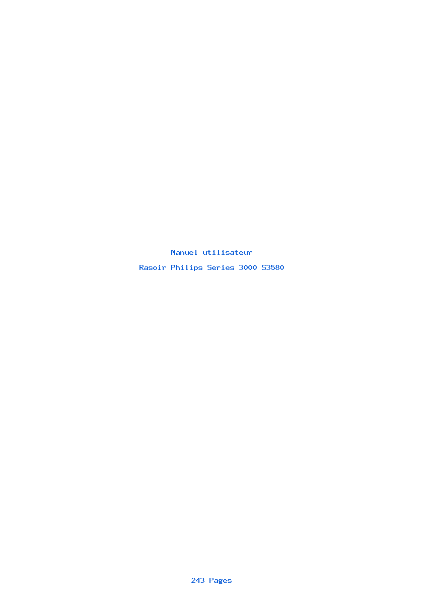 Page 1 de la notice Manuel utilisateur Philips Series 3000 S3580