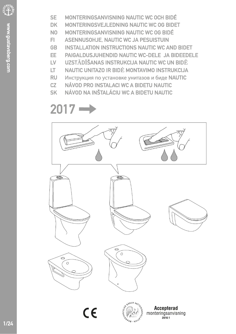 Page 1 de la notice Instructions / montage Gustavsberg Nautic 1500