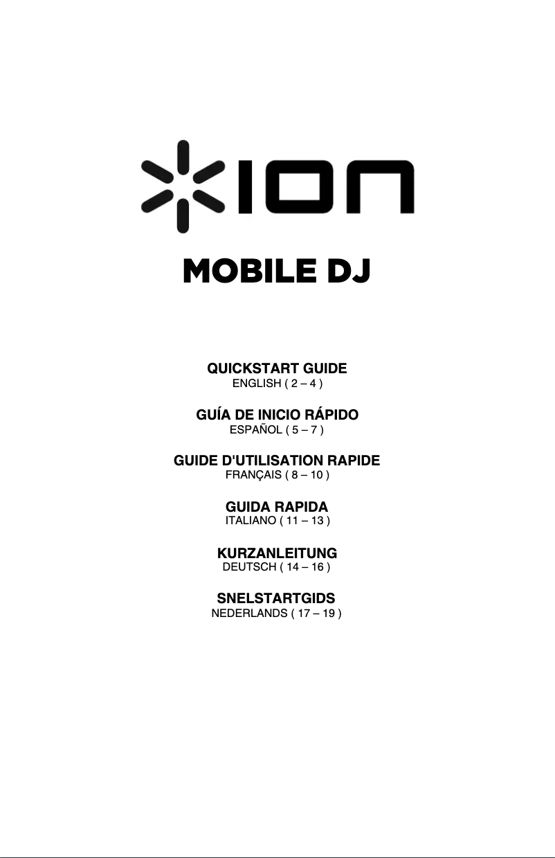 Page 1 de la notice Manuel utilisateur ION Mobile DJ