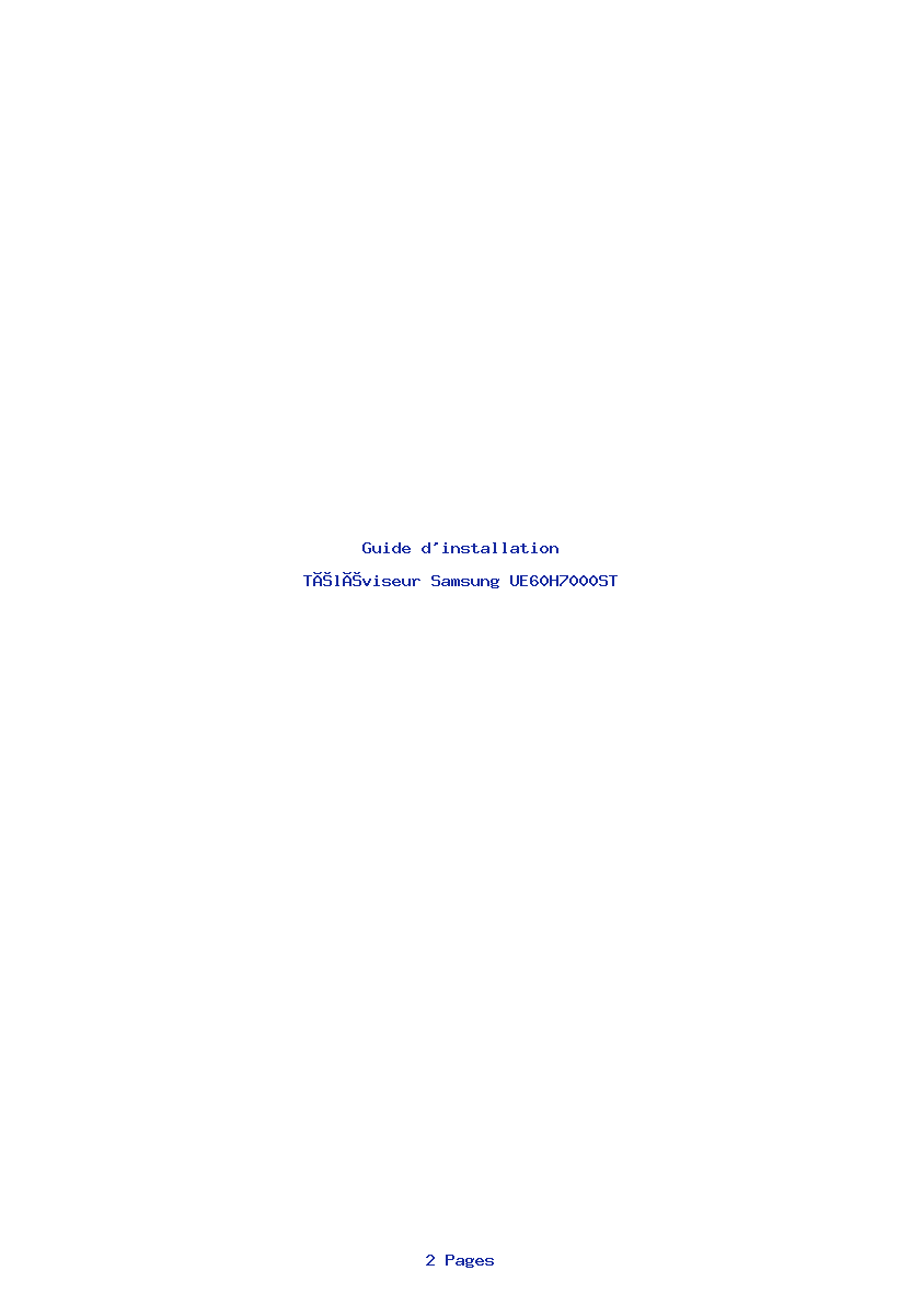 Page 1 de la notice Guide d'installation Samsung UE60H7000ST