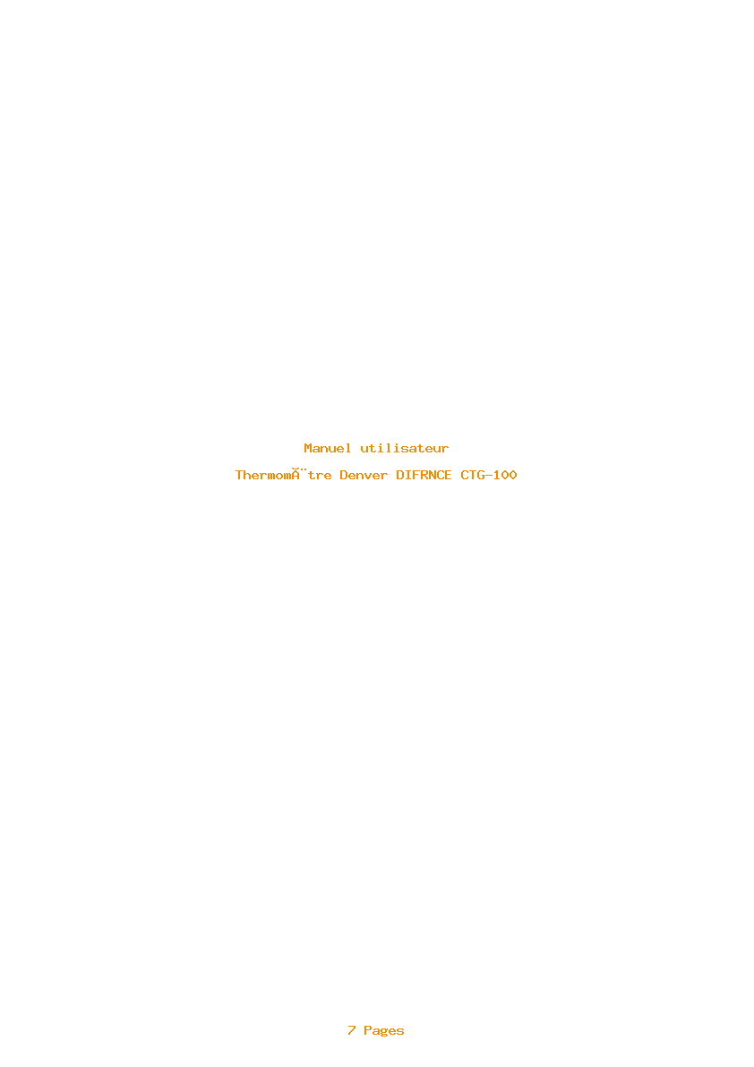 Page 1 de la notice Manuel utilisateur Denver DIFRNCE CTG-100