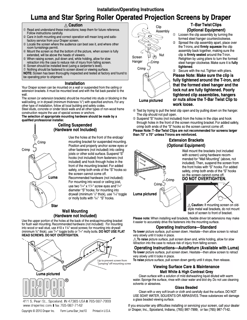 Page 1 de la notice Manuel utilisateur Draper Luma 207101