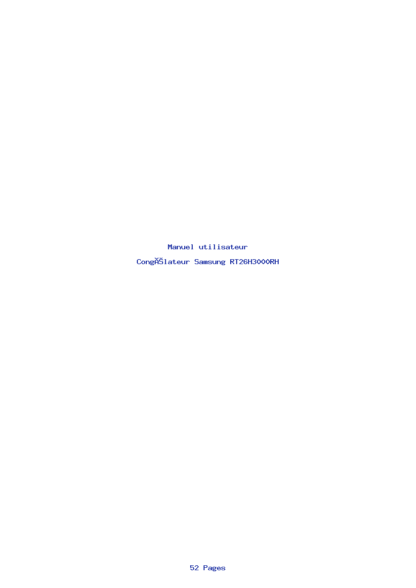 Page 1 de la notice Manuel utilisateur Samsung RT26H3000RH
