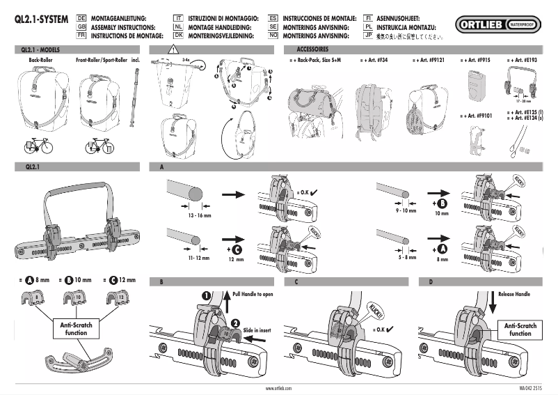 Página 1 del manual Manual de usuario Ortlieb Back-Roller Classic QL2.1