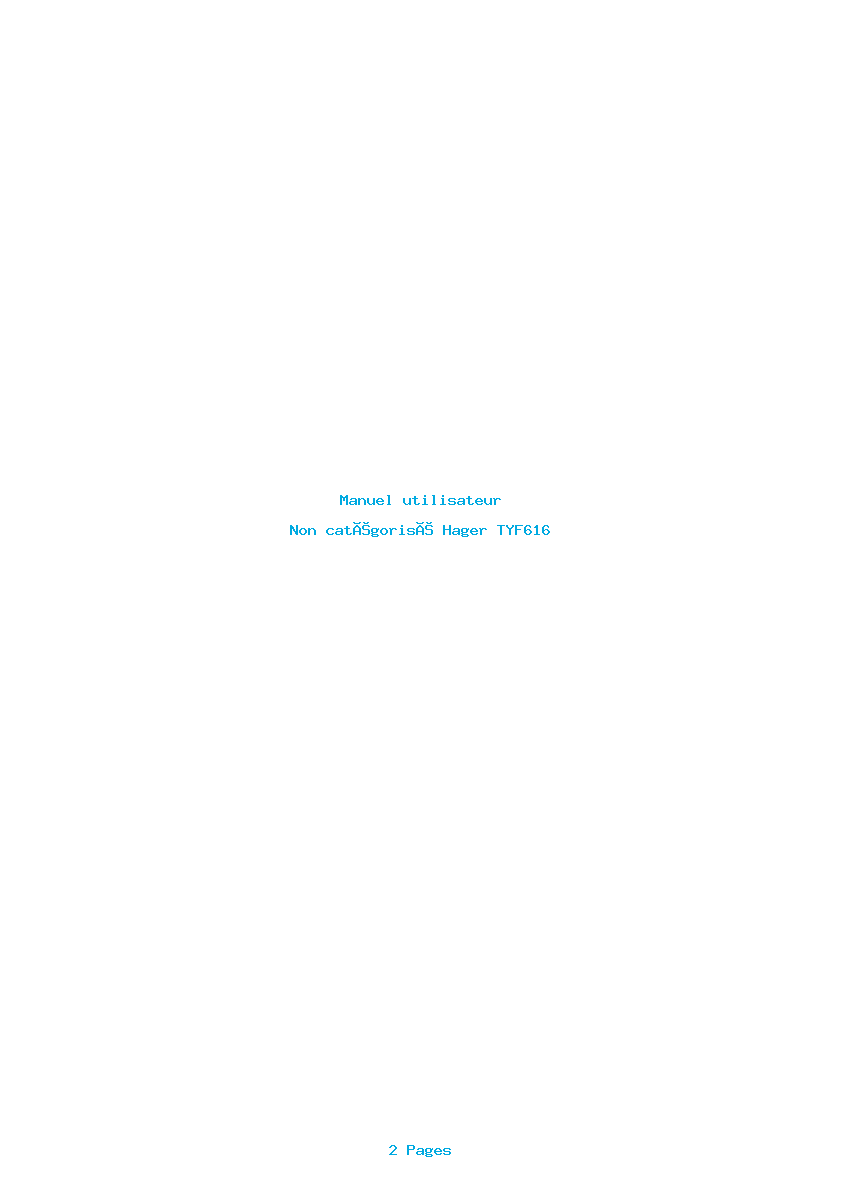 Page 1 de la notice Manuel utilisateur Hager TYF616