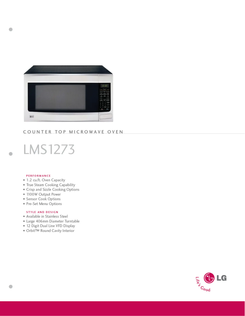 Page 1 de la notice Fiche technique LG LMS1273SS