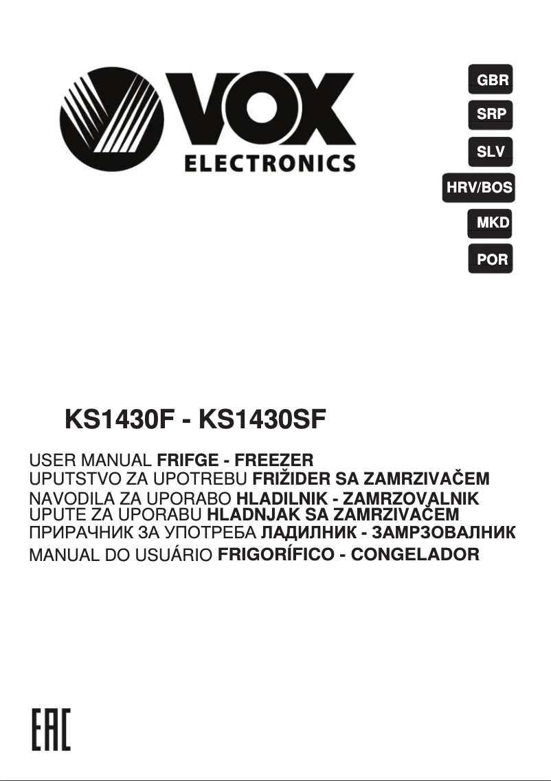 Página 1 del manual Manual de usuario VOX KS 1430 SF