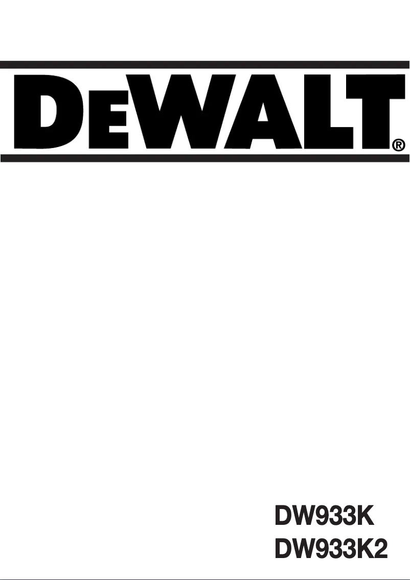 Page 1 de la notice Manuel utilisateur DeWalt DW933K2