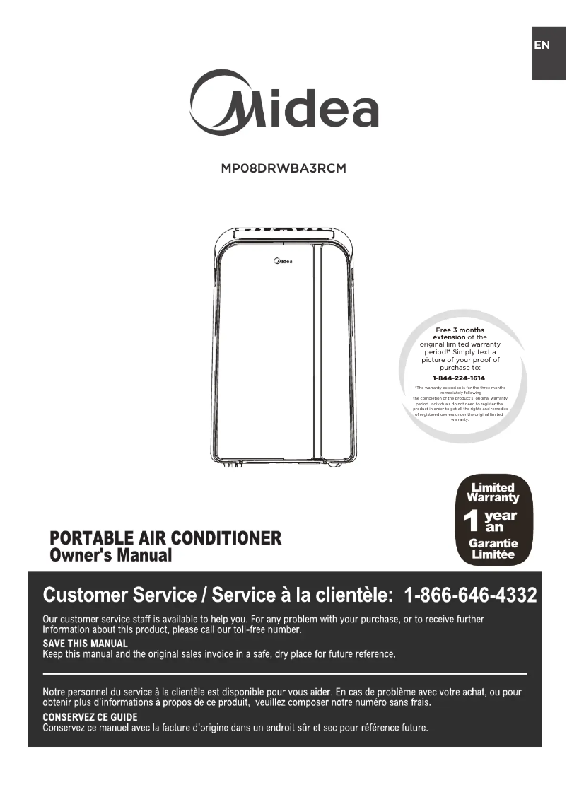 Página 1 del manual Manual de usuario Midea MP08DRWBA3RCM