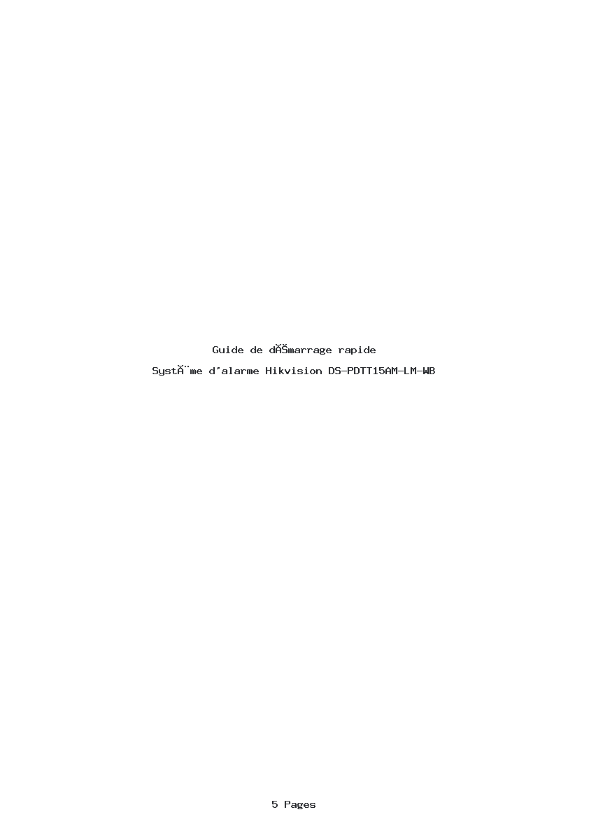Page 1 de la notice Guide de démarrage rapide Hikvision DS-PDTT15AM-LM-WB
