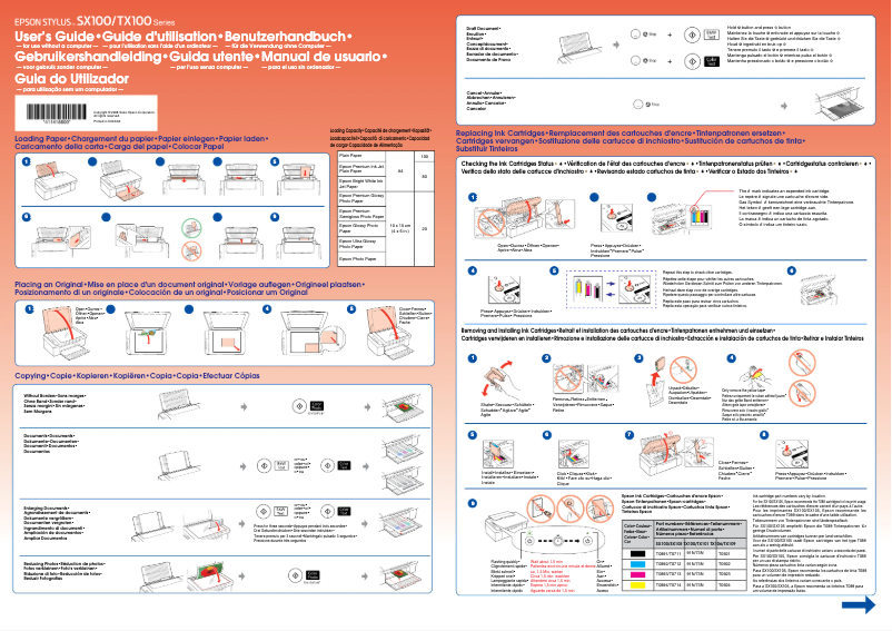 Page 1 de la notice Manuel utilisateur Epson Stylus TX109
