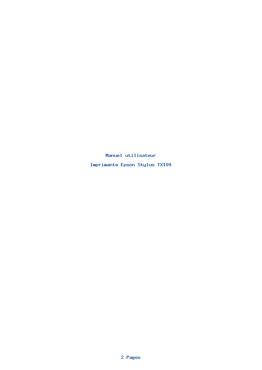 Page 1 de la notice Manuel utilisateur Epson Stylus TX109