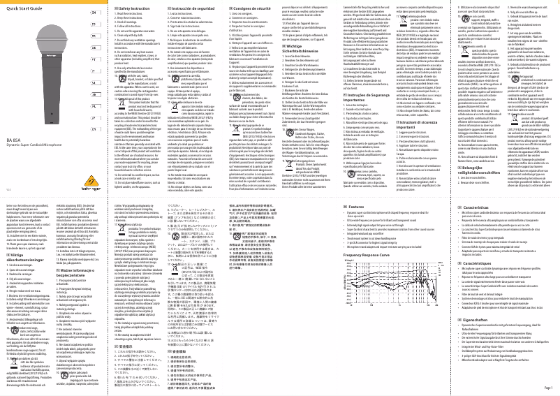 Página 1 del manual Guía de inicio rápido Behringer BA 85A