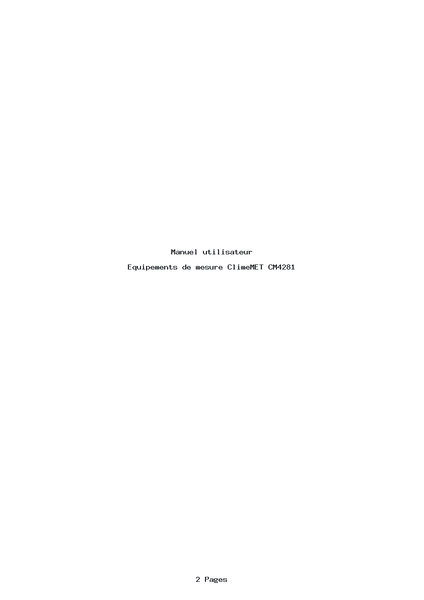Page 1 de la notice Manuel utilisateur ClimeMET CM4281