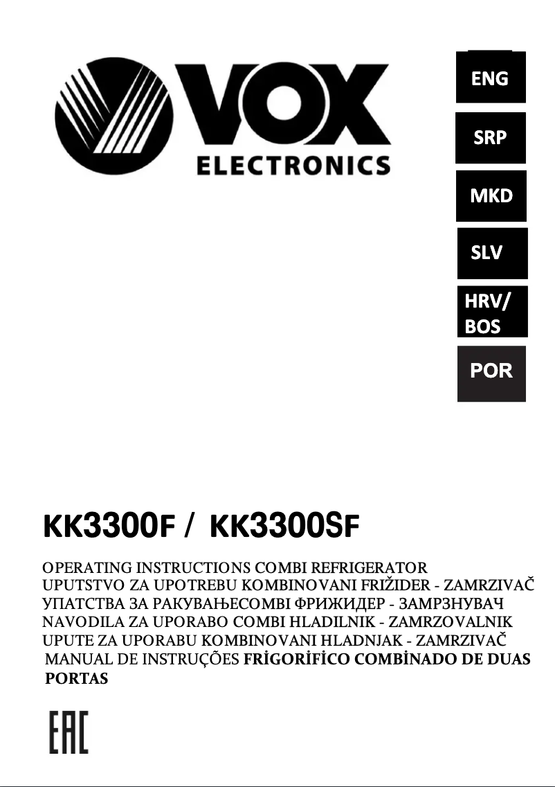 Página 1 del manual Manual de usuario VOX KK 3300 SF