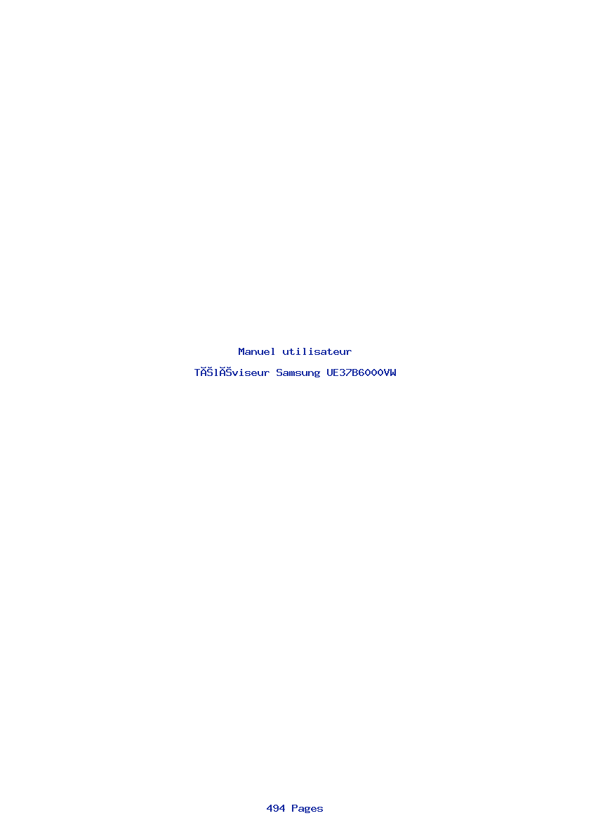 Page 1 de la notice Manuel utilisateur Samsung UE37B6000VW