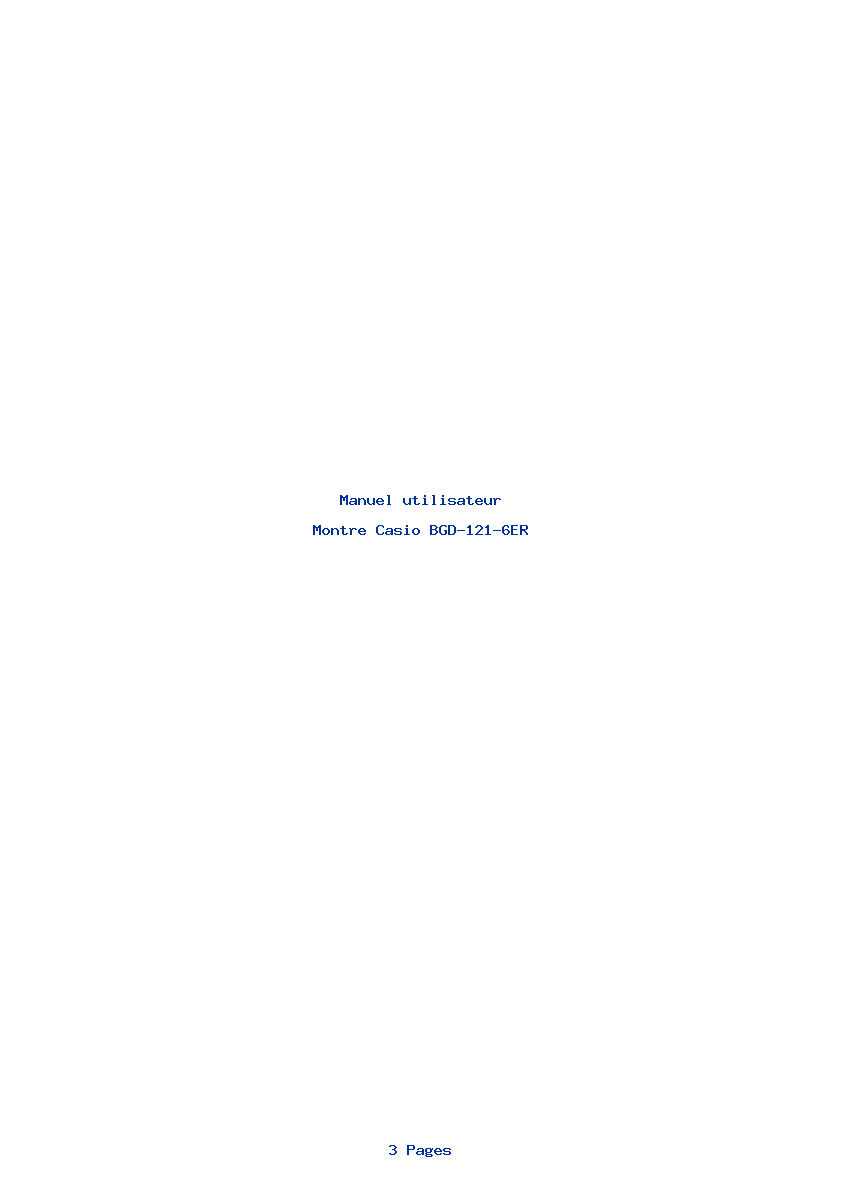 Page 1 de la notice Manuel utilisateur Casio BGD-121-6ER