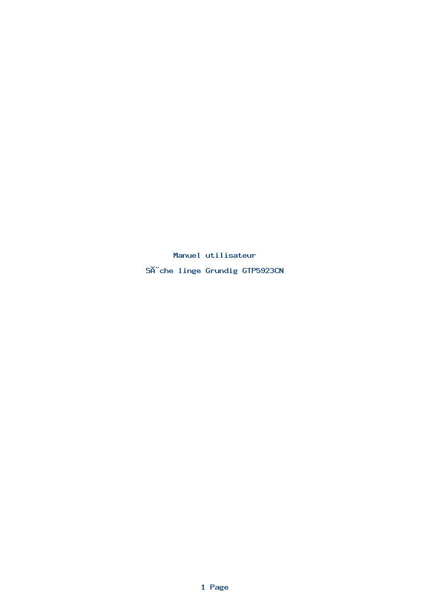 Page 1 de la notice Manuel utilisateur Grundig GTP5923CN