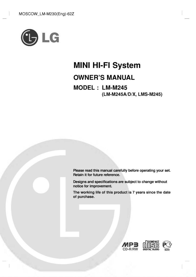 Page 1 of the manual User Manual LG LM-M245X