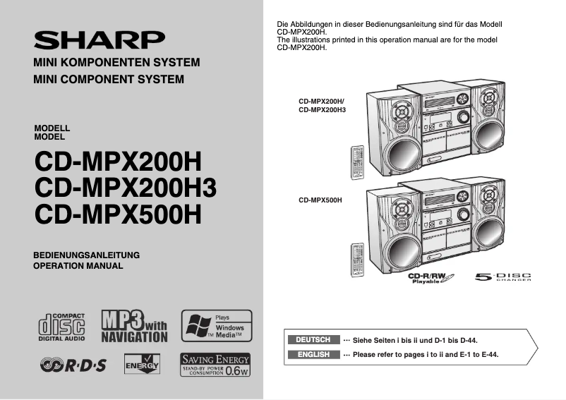 Page 1 de la notice Manuel utilisateur Sharp CD-MPX200H