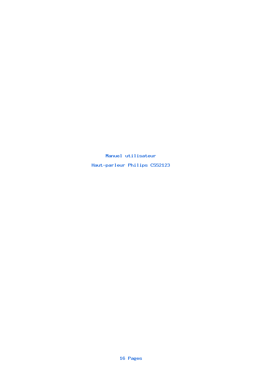 Page 1 de la notice Manuel utilisateur Philips CSS2123