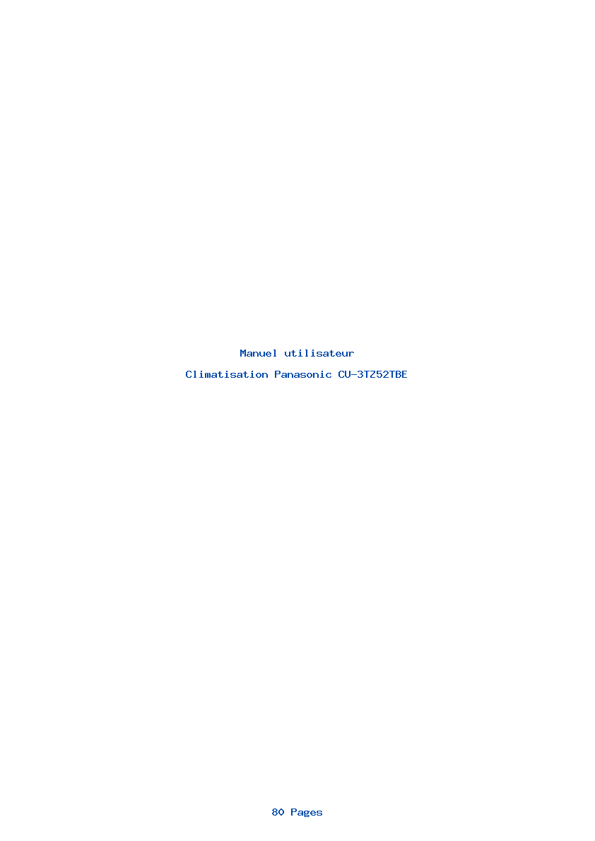 Page 1 de la notice Manuel utilisateur Panasonic CU-3TZ52TBE
