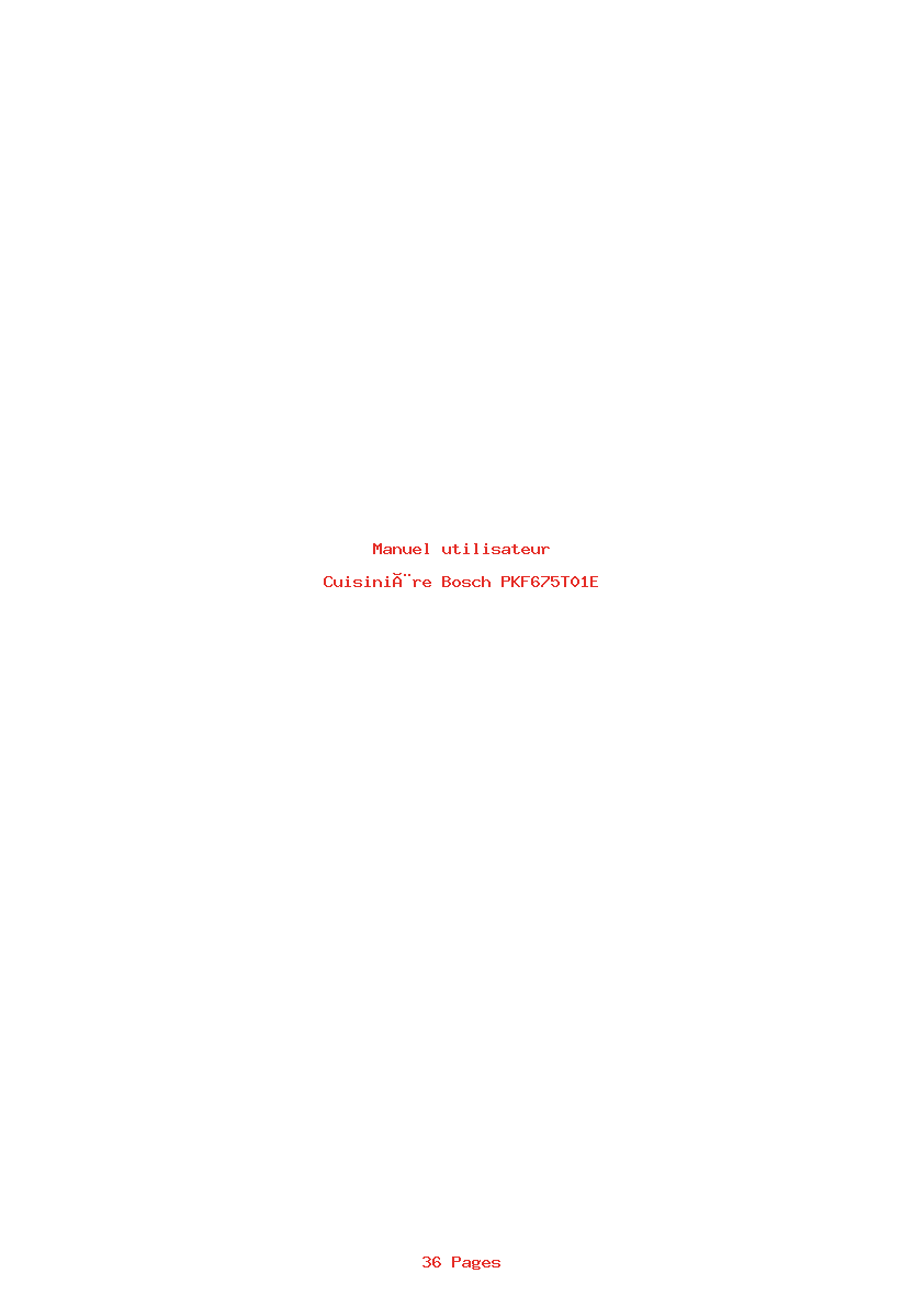 Page 1 de la notice Manuel utilisateur Bosch PKF675T01E