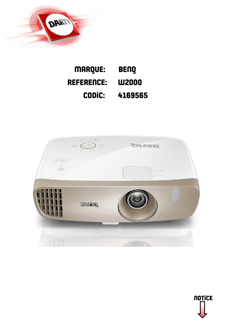 Page 1 de la notice Manuel utilisateur BenQ W2000