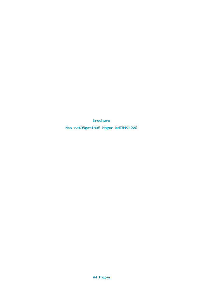 Page 1 de la notice Brochure Hager WHTR40400C