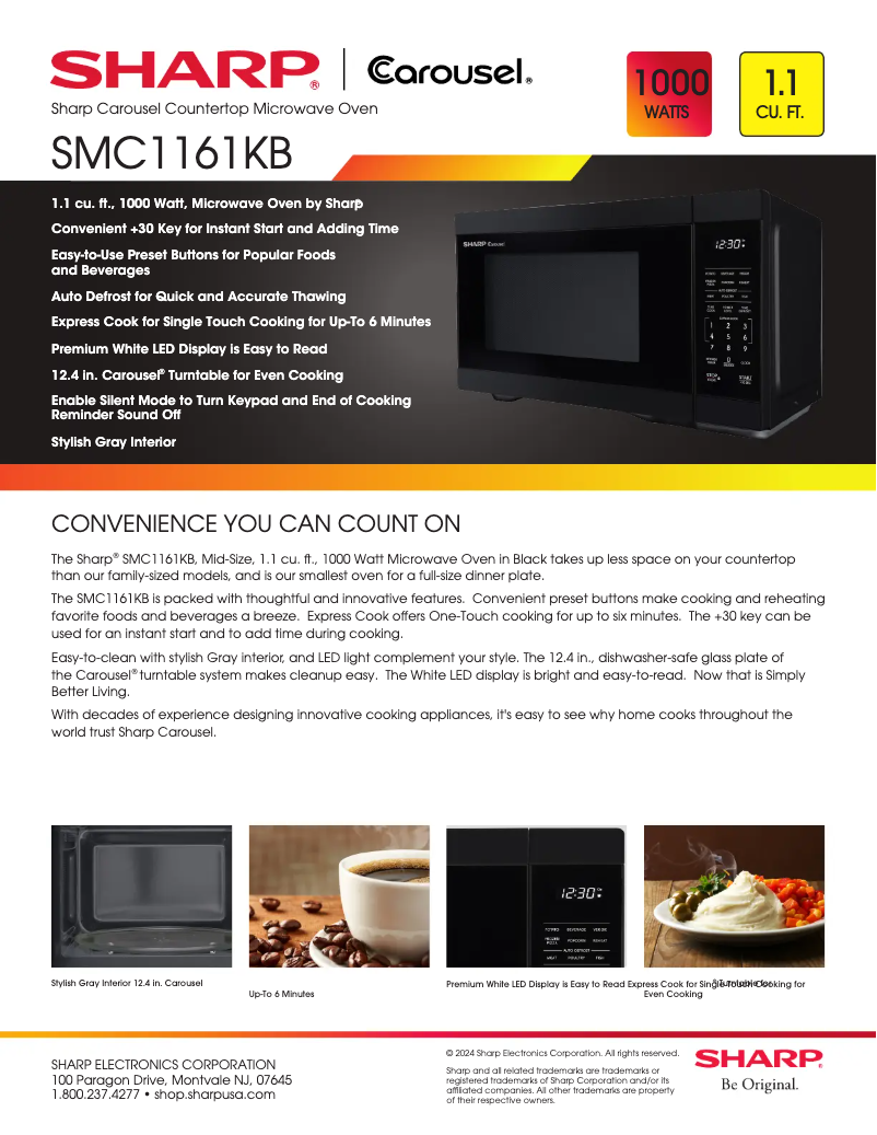 Página 1 del manual Ficha técnica Sharp SMC1161KB