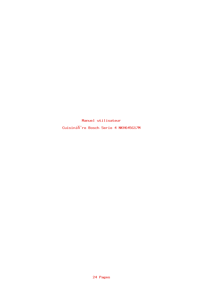 Page 1 de la notice Manuel utilisateur Bosch Serie 4 NKH645G17M