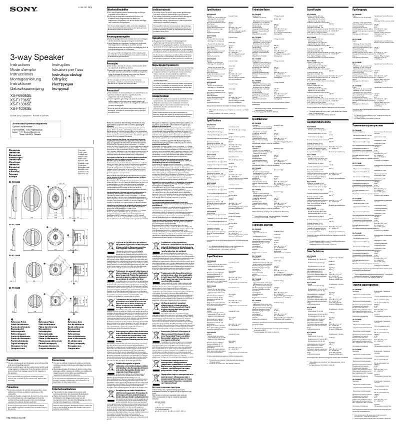 Page 1 de la notice Manuel utilisateur Sony XS-F1036SE
