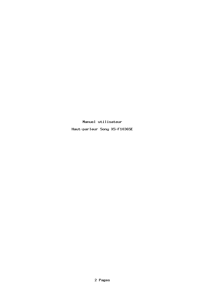 Page 1 de la notice Manuel utilisateur Sony XS-F1036SE
