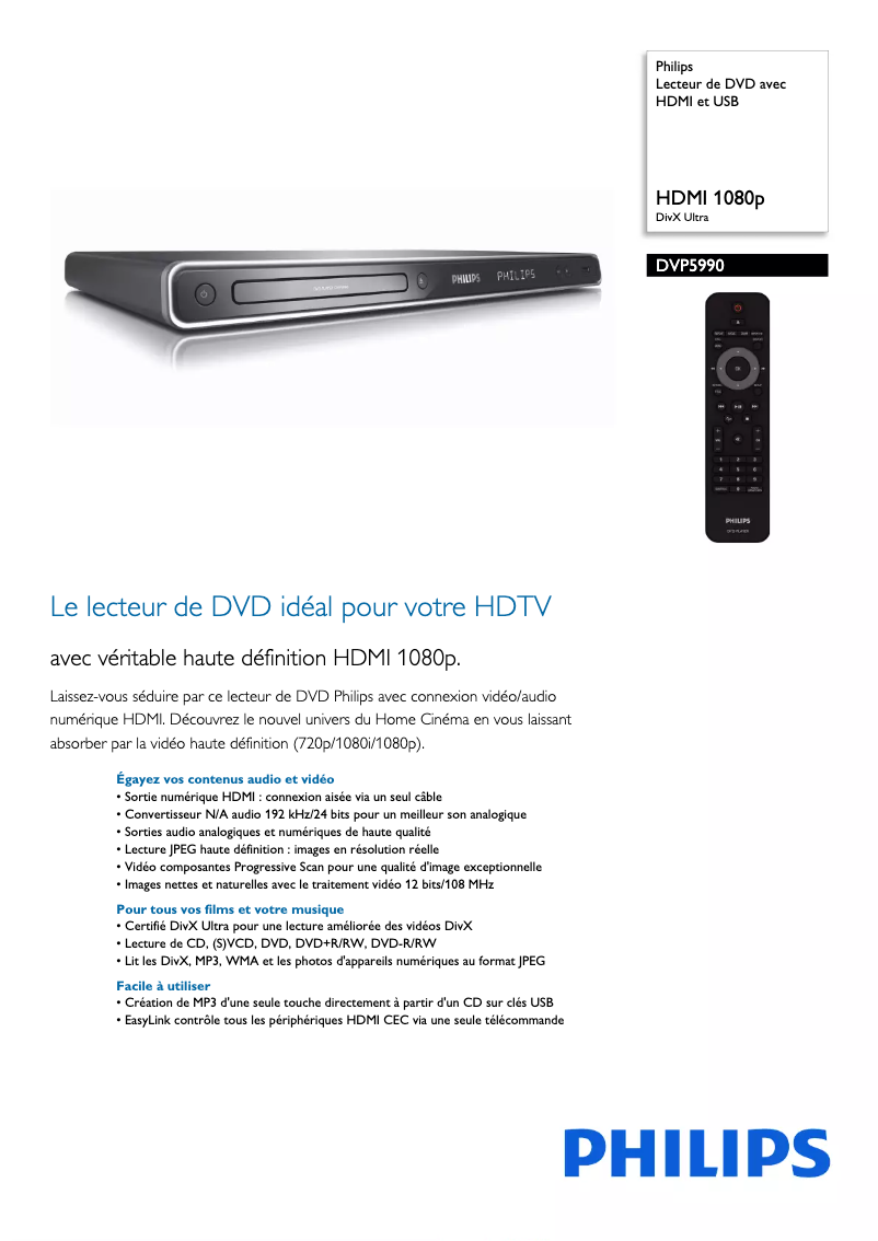 Image de la première page du manuel de l'appareil DVP5990