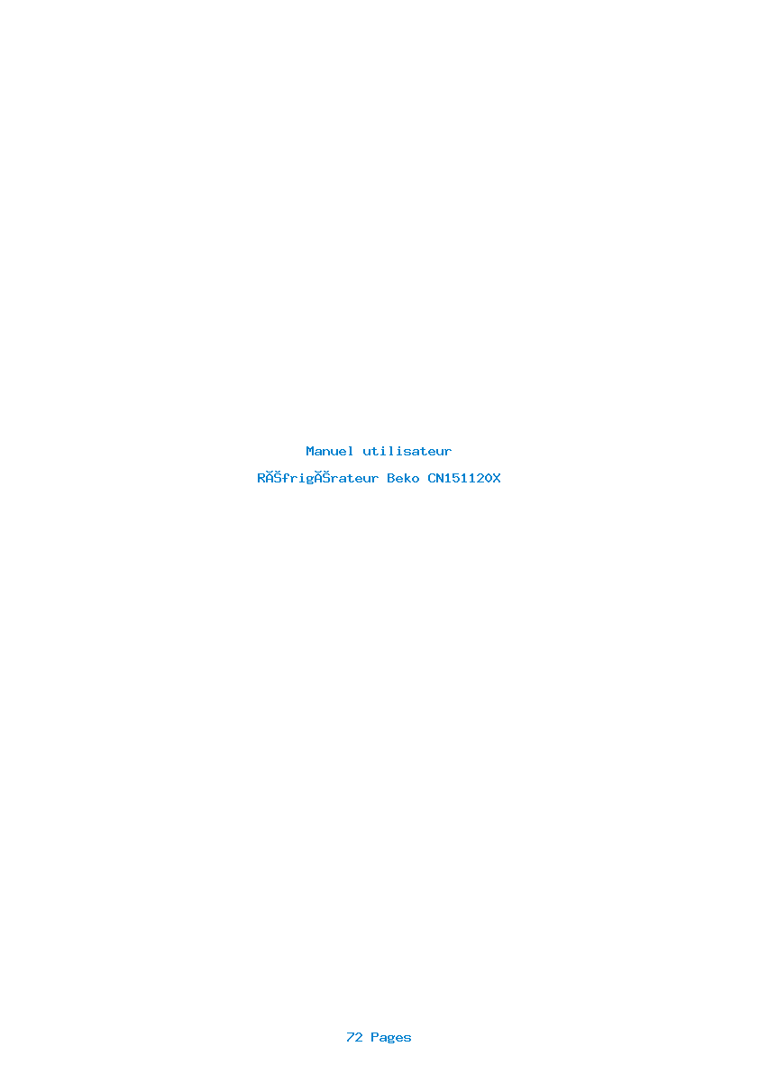 Page 1 de la notice Manuel utilisateur Beko CN151120X