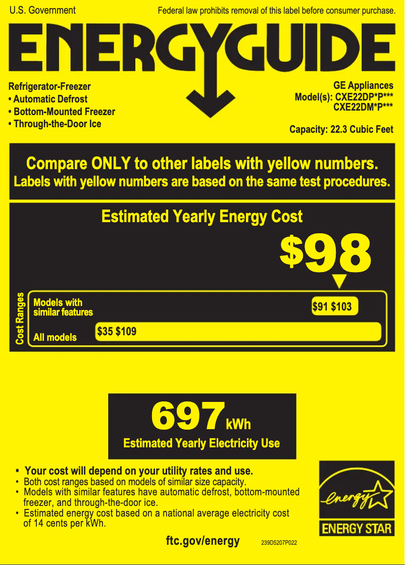 Página 1 del manual Etiqueta energética GE Café CXE22DP4PW2