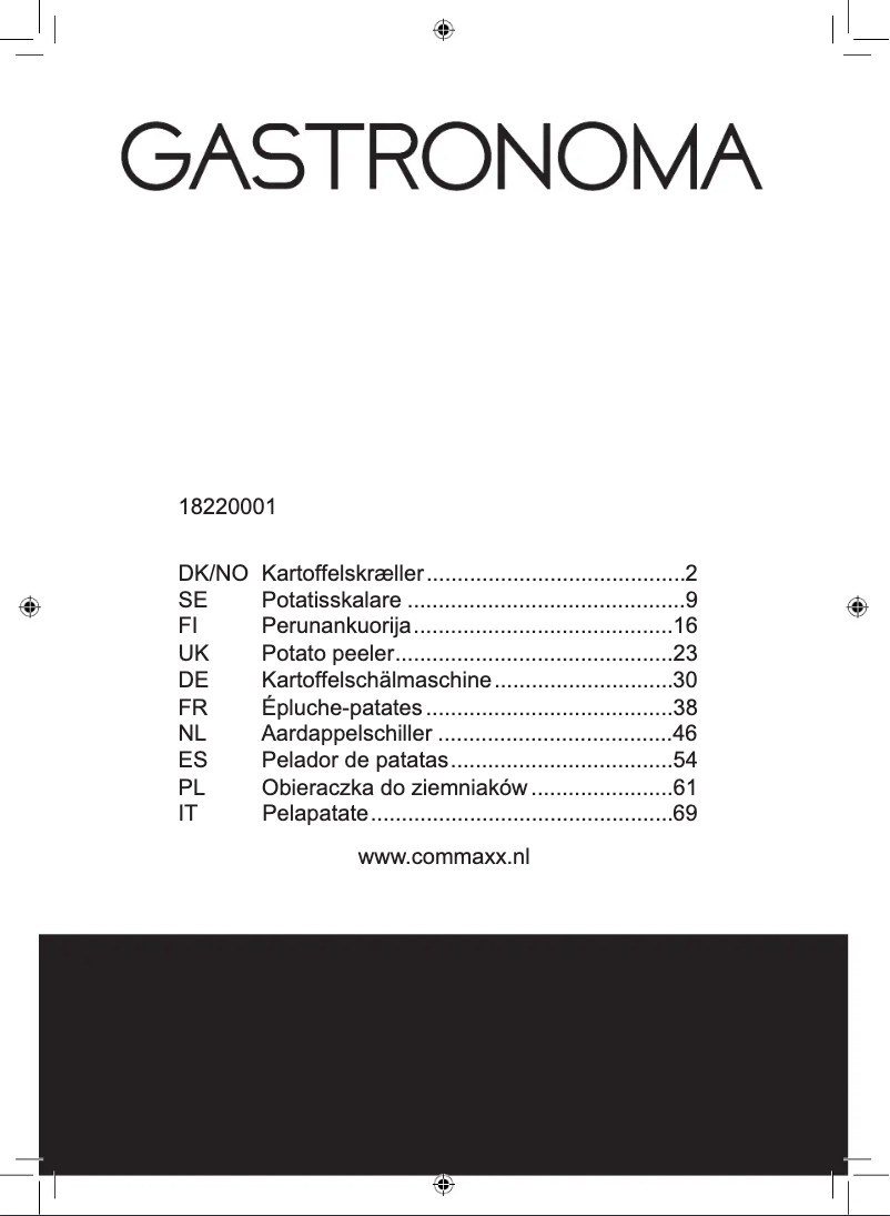 Page 1 de la notice Manuel utilisateur Gastronoma 18220001