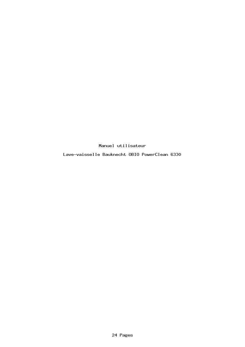 Page 1 de la notice Manuel utilisateur Bauknecht OBIO PowerClean 6330